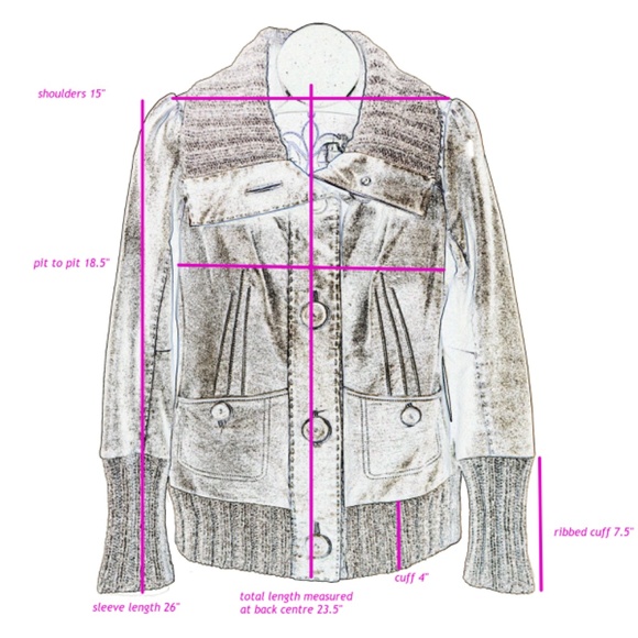 MACKAGE Tan Leather and Wool Ribbing Jacket Size M - Picture 6 of 13